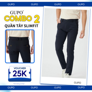 [Combo 2] Quần Tây Dài Nam GUPO Form Slimfit Ống Côn Ôm Co Giãn 4 Chiều Hàn Quốc