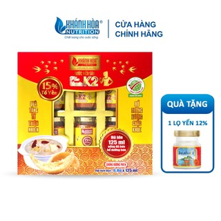 Hộp Quà Nước Yến Sào 15% Tổ Yến Đông Trùng Hạ Thảo  6 lọ x 70ml /  Chưng Đường Phèn 6 lọ x 125ml  - Khánh Hòa Nutrition