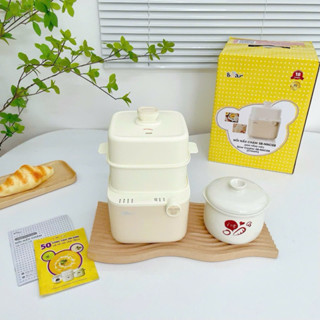   TẶNG SỔ TAY  Nồi nấu cháo chậm Bear 0,8L cho bé ăn dặm - Ninh hầm hấp cách thuỷ chưng yến đa năng SUBE001 