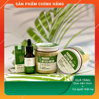 Combo serum khổ qua, bột khổ qua mướp đắng handmade Lim giảm mụn mờ thâm - 100% từ thiên nhiên