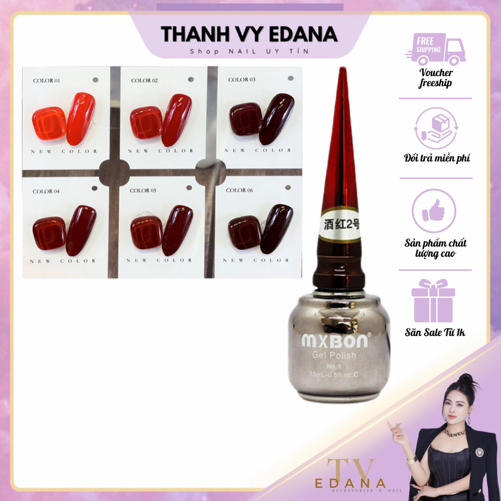Sơn Gel Đỏ Mxbon Loại 1 Chính Hãng, Sơn Móng Tay Màu Đỏ Siêu Đặc [Thanh Vy Edana]