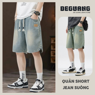 Quần short jean nam ống rộng trẻ trung basic de guang quần đùi jean denim form rộng mặc thoải mái