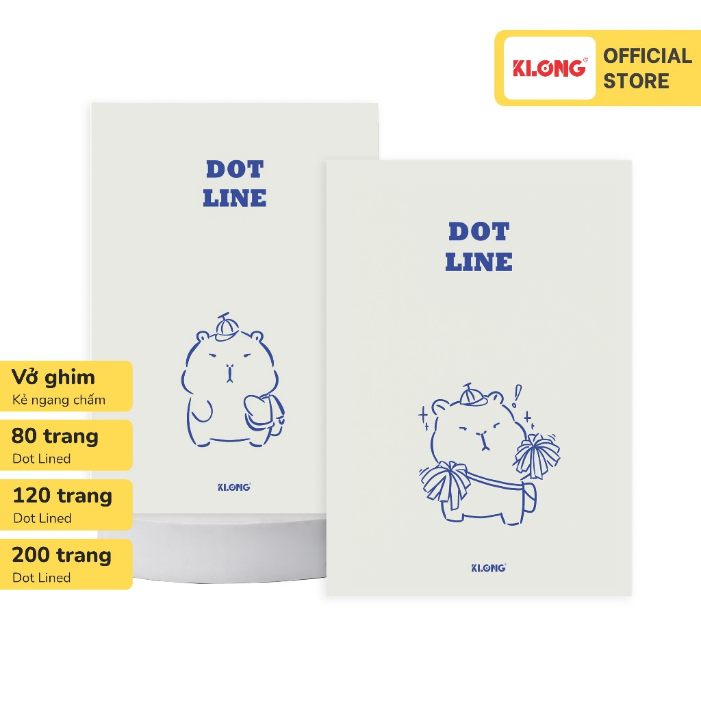 Vở kẻ ngang chấm ghim Capybara KLONG B5 70GSM 80 120 200 trang; MS: 856, 857, 858