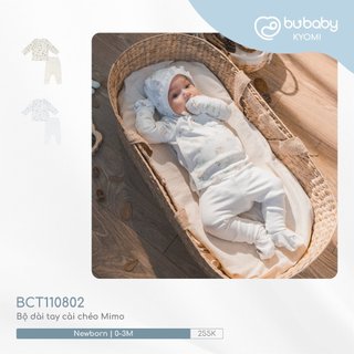 [CHÍNH HÃNG] Bộ quần áo sơ sinh dài tay cài chéo Mimo Kyomi Bu