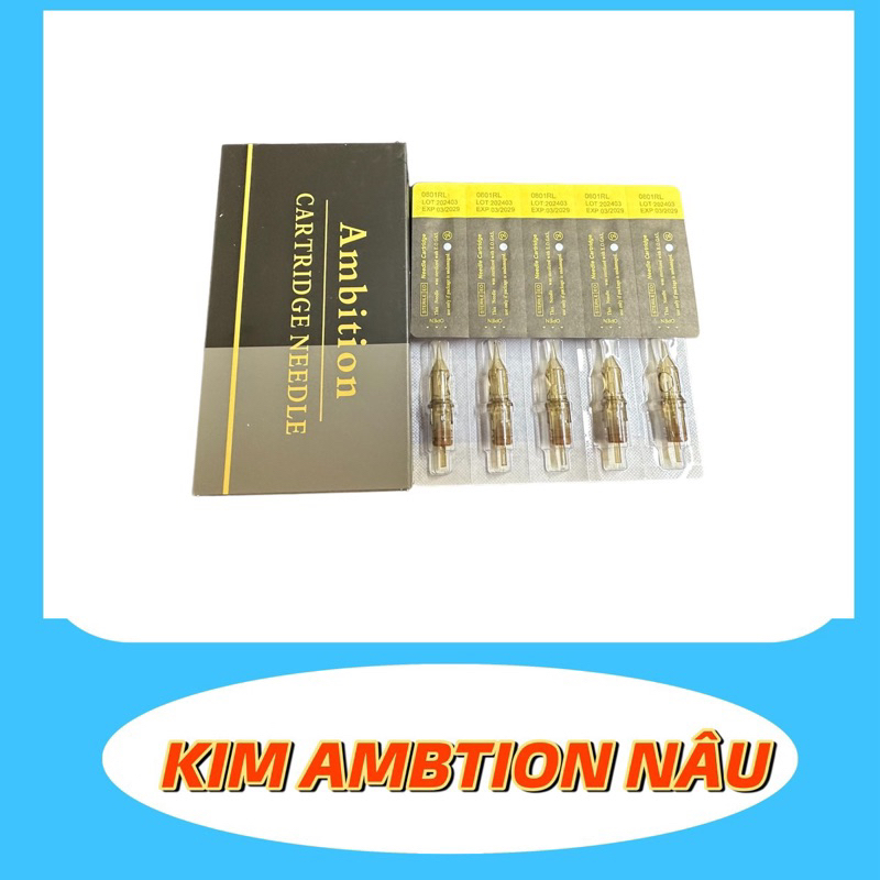 Kim Pen AMBITION NÂU - Hộp 20 Cây - Nhiều Size Kim - Sử Dụng Phun Xăm Thẩm Mỹ Và Tattoo | DCPX