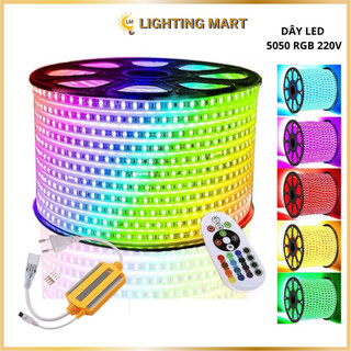 COMBO 10M ĐÈN LED DÂY ĐỔI MÀU 5050 RGB 220V + BỘ NGUỒN REMOTE - ĐÈN LED TRANG TRÍ NGÀY LỄ - ĐÈN LED TRANG TRÍ NGÀY LỄ