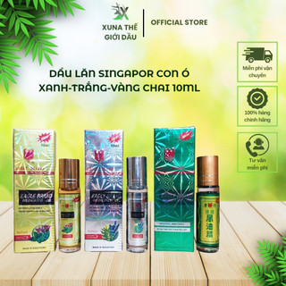 Dầu gió dầu lăn dầu singapor xanh-trắng-vàng con ó chai lăn 10ml_