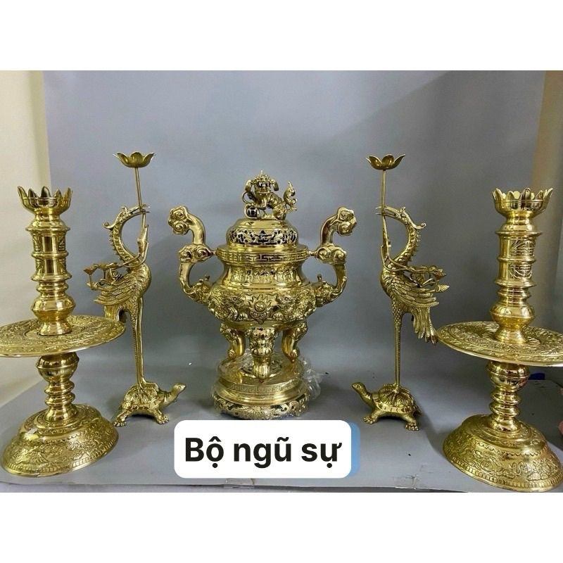 Bộ đỉnh đồng cattut thờ cúng cao 60cm đúc thủ công liền khối