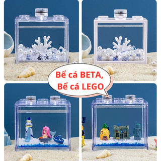 Bể cá lego,bể cá mini để bàn. bể cá beta mini bằng nhựa để bàn nhiều màu sắc. bể cá lego
