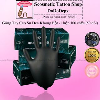 Găng tay cao su đen không bột, bao tay y tế hỗ trợ rửa xe spa phun xăm thẩm mỹ, hàng dai dễ chịu-1 hộp 100 chếc (50 đôi)