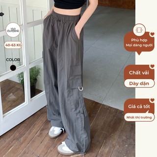 Quần jogger ống suông rộng vải gió dù dây rút eo chun vải mát by puna basic vl11
