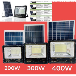 Bộ bóng đèn pha năng lượng mặt trời tấm pin rời công suất 200w - 300w - 400w ánh sáng trắng dùng chiếu sáng sân vườn ..