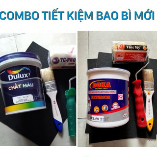 Combo tiết kiệm. 1Lít sơn tường chiết lẻ kèm Lăn + Cọ + giấy nhám