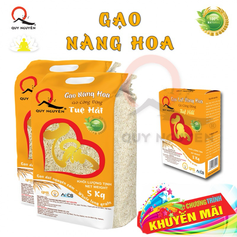 Gạo lứt trắng (LOẠI NGON) Nàng Hoa Quy Nguyên Thầy Tuệ Hải 2kg 5kg - CHÙA LONG HƯƠNG