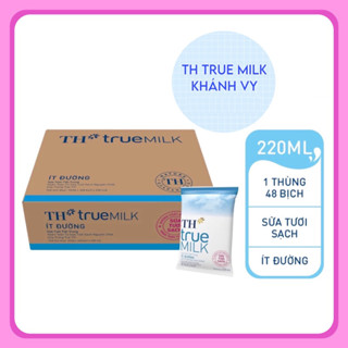 Thùng 48 bịch sữa TH True Milk 220ml (không đường, ít đường)