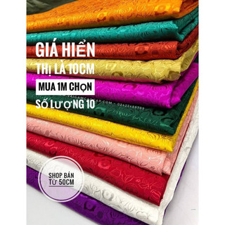 Vải Gấm Lụa Hoa Hồng 2023 - giá hiển thị là giá 10cm, mua 1m chọn sl 10.