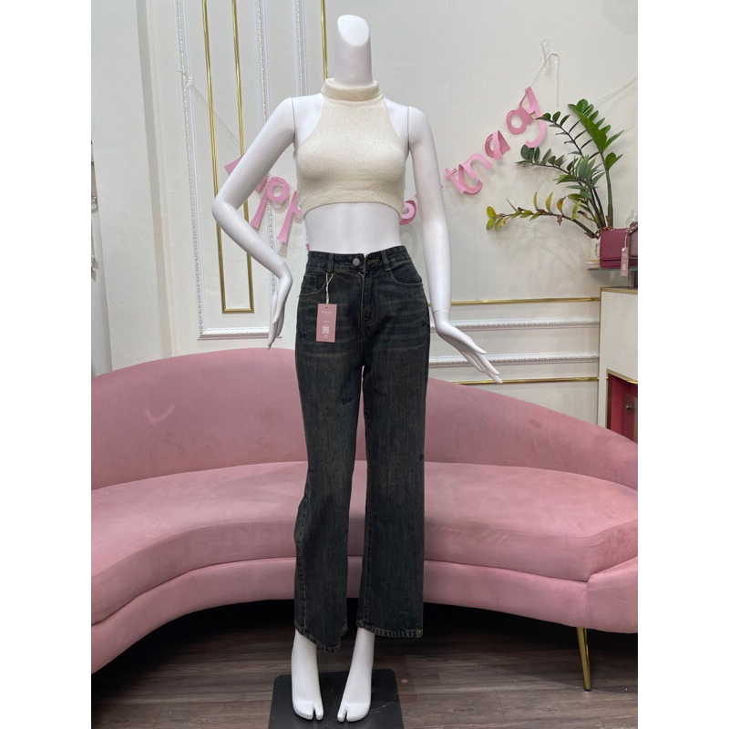 Quần jean suông ống rộng thuê chữ Dior