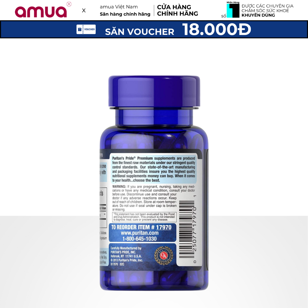 Viên uống trắng da giảm nám L-Glutathione Reduced 500mg Puritan's Pride của Mỹ 30 viên