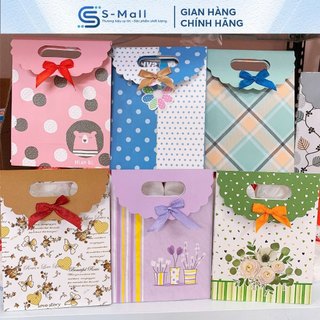 Túi giấy đựng quà tặng mỹ phẩm, trang sức, Túi nắp nơ