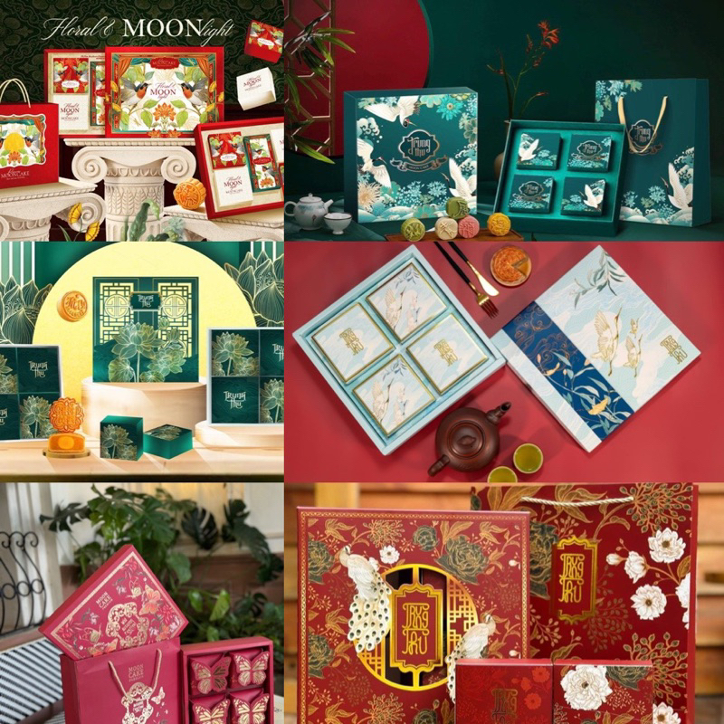 Hộp đựng bánh trung thu kèm túi 4 -6 bánh 150g - 200g nhiều mẫu