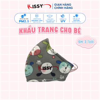 Khẩu Trang Kissy Trẻ Em Từ 6 Tháng Đến 3 Tuổi Họa Tiết Chó Mèo Dễ Thương Chống Bụi Mịn, Giao Đúng Mẫu