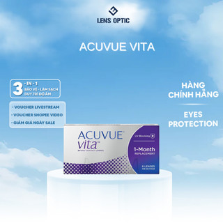 Kính áp tròng Acuvue Vita 1 Month 6 lenses, lens trong suốt dùng 1 tháng có độ cận - Lens Optic