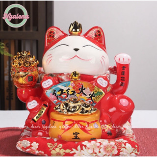 Mèo thần tài,mèo may mắn neko maneki 22cm vẫy tay kèm đệm siêu xinh