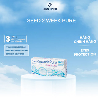 Kính áp tròng SEED 2 tuần không màu 2 Week Pure Up-1 hộp, lens mắt trong suốt có độ cận - Lens Optic