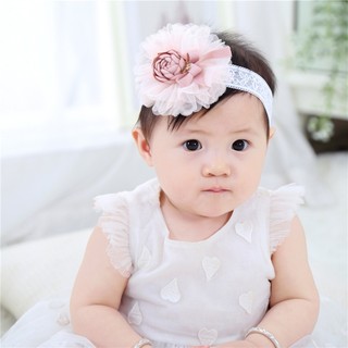 Băng Đô Turban Cho Bé Gái Thun Ren Bông Hồng Ruốc Siêu Xinh