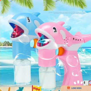 Đồ chơi súng bong bóng xà phòng hình cá heo (LOẠI TO) cho bé, súng bắn bong bóng, đồ chơi ngoài trời