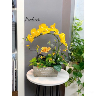 Chậu lan hồ điệp giả chất liệu cao su cao cấp thật đến 99%- hoa giả hoa lụa để bàn, trang trí decor...