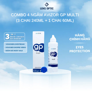 [COMBO 3 NGÂM 240ML VÀ 1 CHAI 60ML] Dung dịch ngâm kính áp tròng cứng Avizor GP Multi 240ml, nước ngâm lens Ortho K