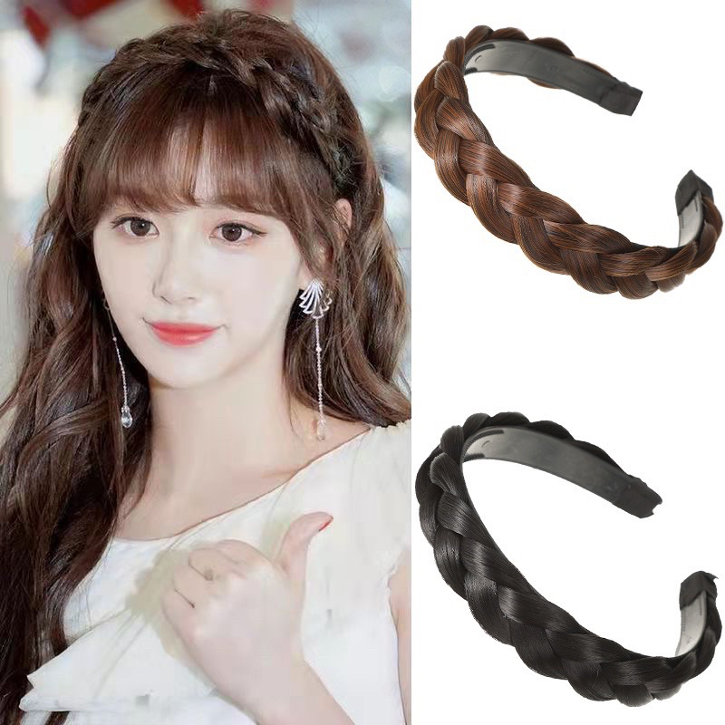 Tóc giả băng đô thắt bím bờm tết tóc giả 1.5~4.5cm cho nữ