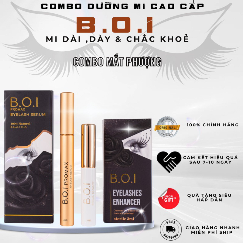 Combo 2 cây dưỡng mi b.o.i cao cấp làm dày mi, dài mi, phục hồi mi hư tổn do uốn mi nối mi gãy rụng  ( combo Mắt Phượng)