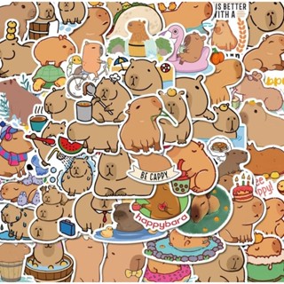Set combo 50 miếng dán sticker Capybara dán nón mũ bảo hiểm laptop vali sổ tay đàn guitar điện thoại tủ lạnh xe máy