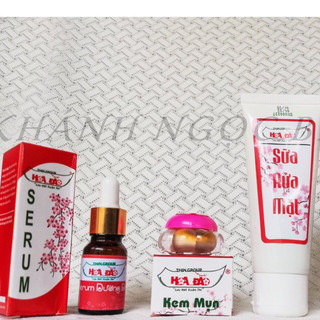 Bộ kem mụn hoa đào và serum hoa đào và sữa rửa mặt hoa đào - cty thin group