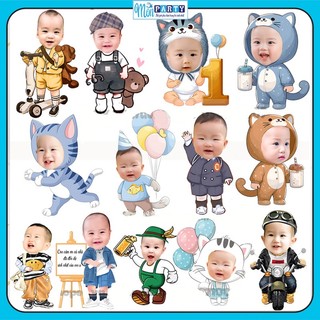 Hình chibi sinh nhật Mon Party (miễn phí thiết kế) cao 25cm, thiết kế chibi sinh nhật cho bé trang trí tiệc sinh nhật