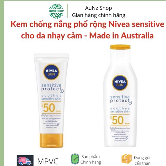 Kem chống nắng cho da nhạy cảm Nivea sensitive protect soothes Lotion SPF50 100ml