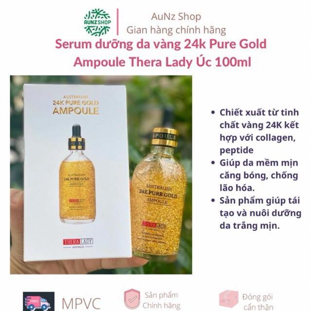 Serum dưỡng da vàng 24k Pure Gold Ampoule Thera Lady Úc 100ml