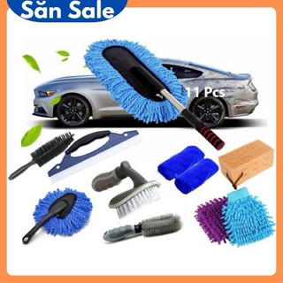 Set Full 11 Chi Tiết Bộ Dụng Cụ Chăm Sóc Vệ Sinh Làm Đẹp Ô Tô (Xanh)