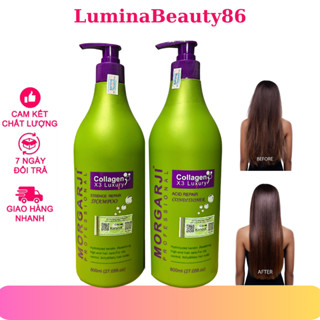Dầu Gội Xả Collagen MORGARJI 800ML Kiềm Dầu Làm Phồng Chân Tóc Phục Hồi Tóc Hư Tổn Siêu Mềm Mượt