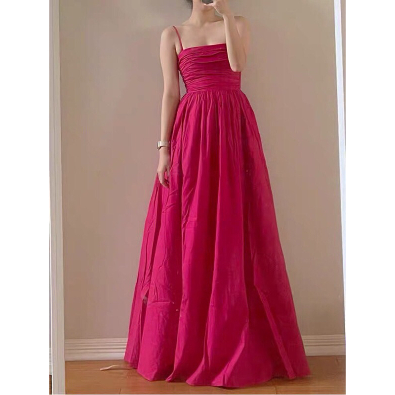 đầm maxi 2 dây  nhún ngực