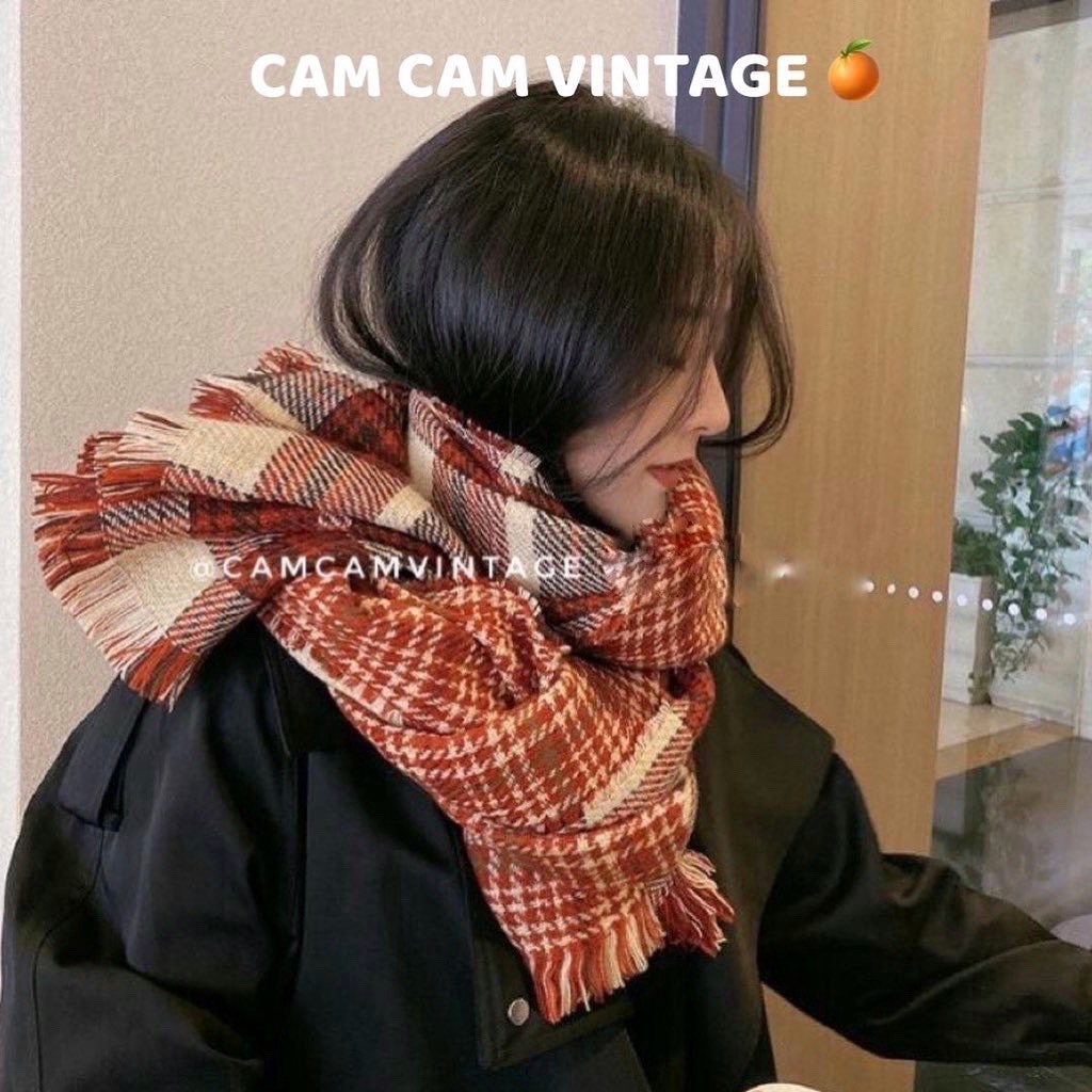 Khăn Quàng Cổ Nam Nữ Caro Vintage Đỏ – Khăn Choàng Len Dạ Lông Thỏ Mềm Mịn, Ấm Áp | Quà Tặng Noel & Tết – Khăn Đôi | BigBuy360 - bigbuy360.vn