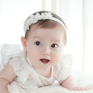 Băng Đô Turban Cho Bé Gái Thun Ba Bông Nhỏ Xinh Xắn Có 2 Màu Trắng và Hồng Cam Siêu Xinh !