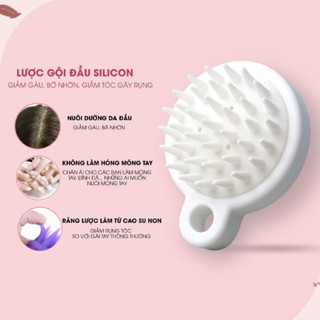 Lược gội đầu silicon massage đầu heeta iLita, lượt bàn chải tóc cao su mềm màu trắng giúp thư giãn da khi tắm