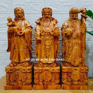Bộ tượng phúc lộc thọ gỗ huyết long cao 30 cm