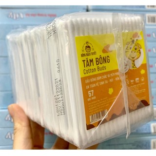 Lốc 10 gói tăm bông Kotton Care For Kid chính hãng Bông Bạch Tuyết ( 57 Que/ gói zíp ) - Tăm bông cho bé đầu tăm nhỏ
