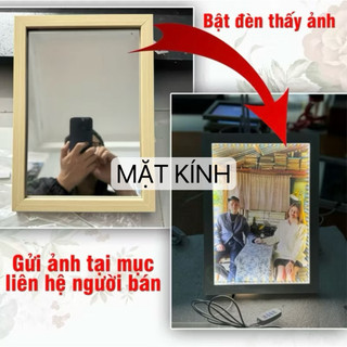 Khung ảnh gương (Kính) , hiện ảnh khi bật đèn, khung ảnh đèn led