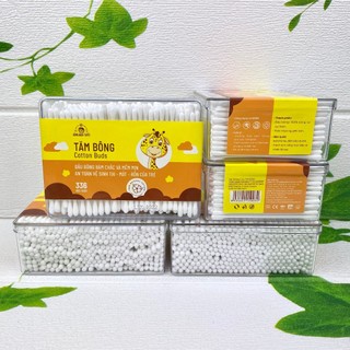Tăm Bông Cho Bé 336 Que HỘP CHỮ NHẬT, Kotton Care For Kid đầu nhỏ Chính Hãng Bông Bạch Tuyết