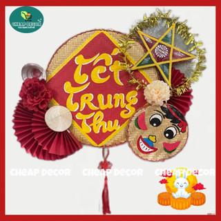 [CHƯA GẮN] SET NGUYÊN LIỆU làm MẸT tre trang trí Rằm Trung Thu - Phụ kiện decor trung thu lớp học,nhà hàng, quán cà phê